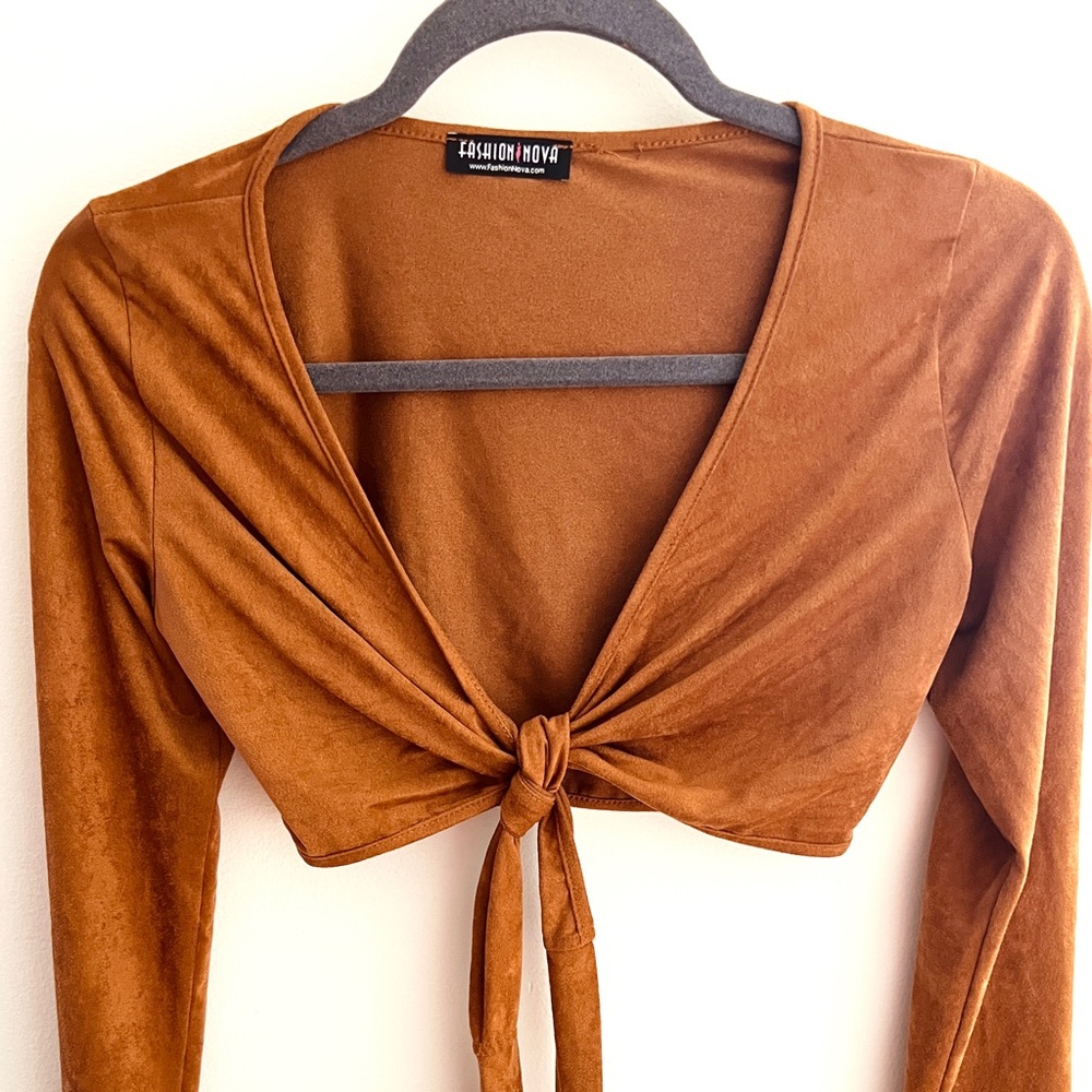 Fashion Nova Rust Faux Suede 2 Piece Pants Set